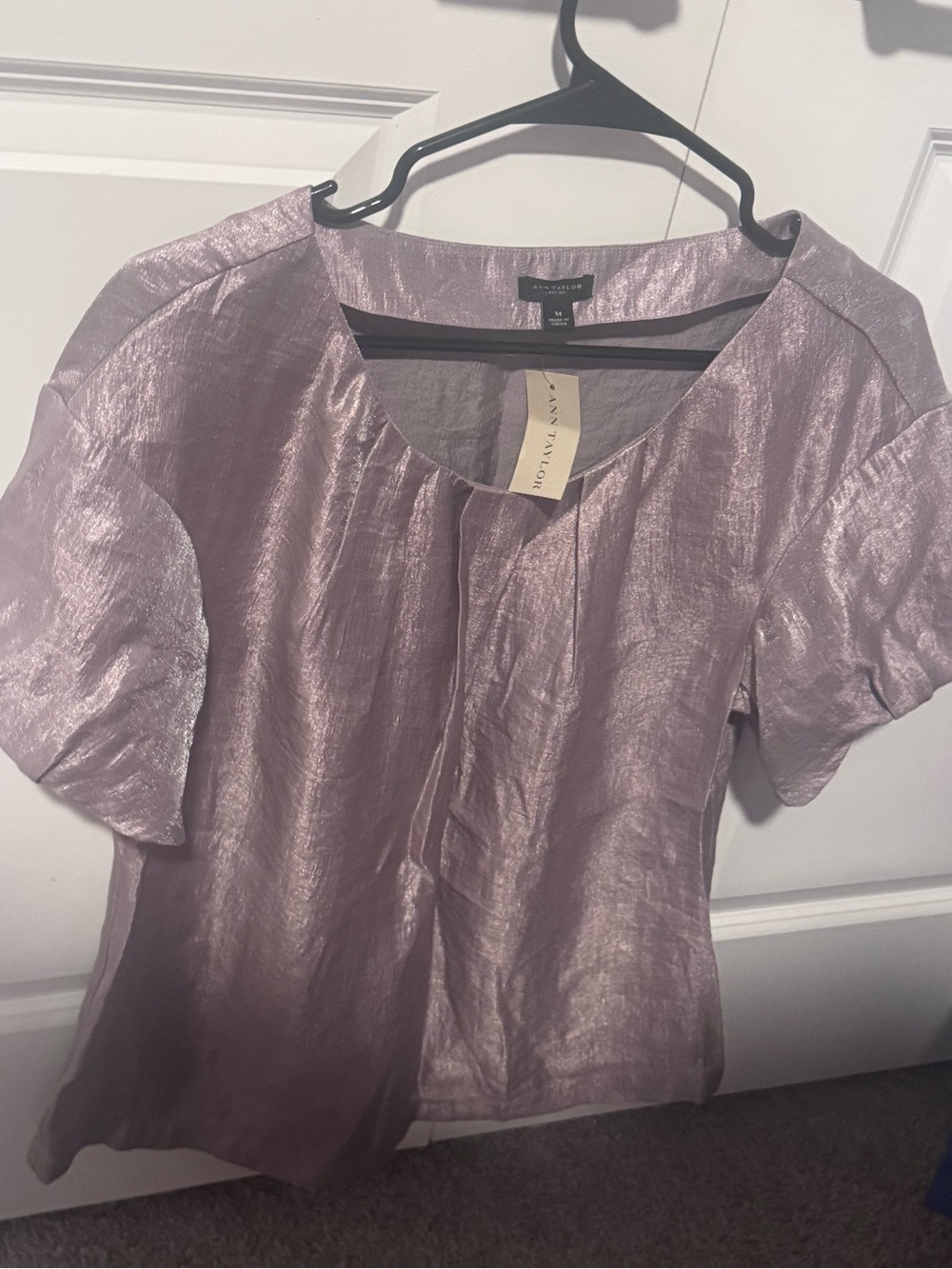 Ann Taylor Iridescent Lavender Short-Sleeve Blouse